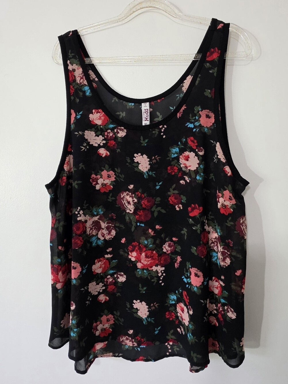 Vintage Mudd Sheer Floral Tank Top Y2K Whimsigoth Fairy Grunge Indie Sleaze XL